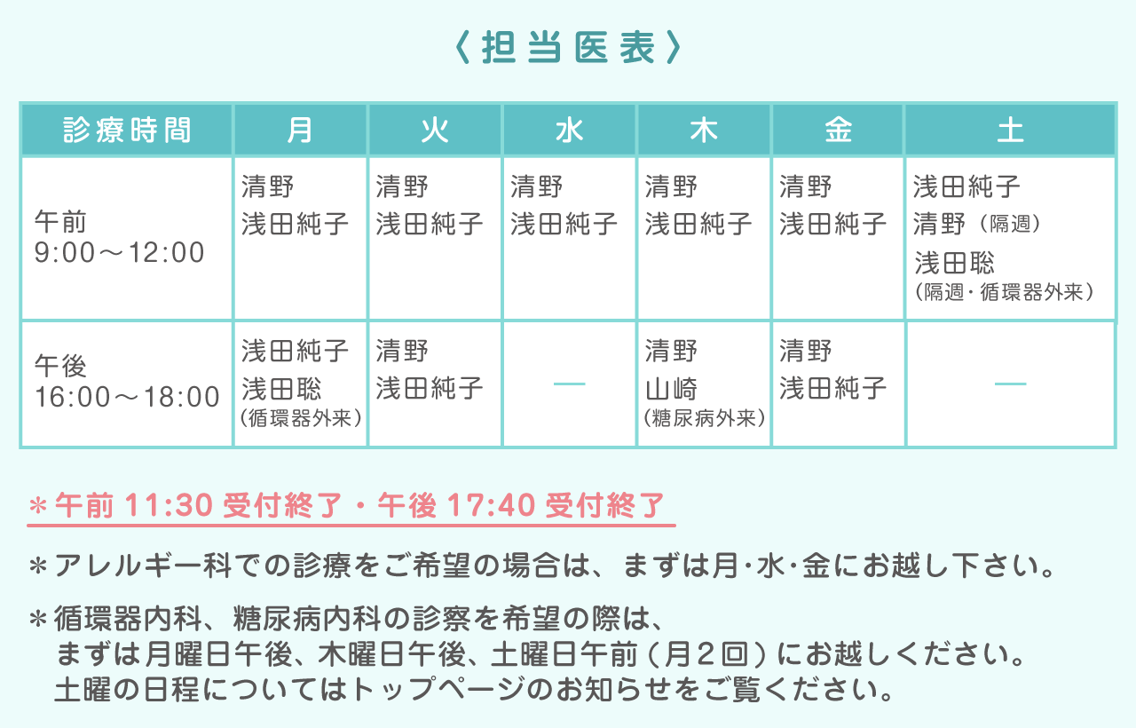 担当曜日表